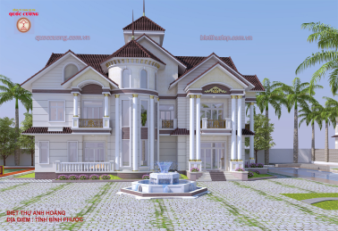 Beautiful villa . Neoclassical 2-storey villa. Investor: Mr. Hoang, Location: Binh Phuoc province